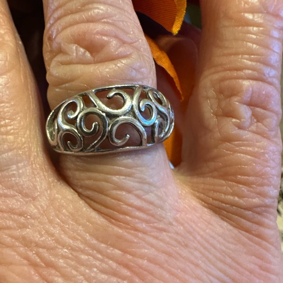 VTG NV 925 sterling open scrolls and swirls domed ring - Picture 1 of 7